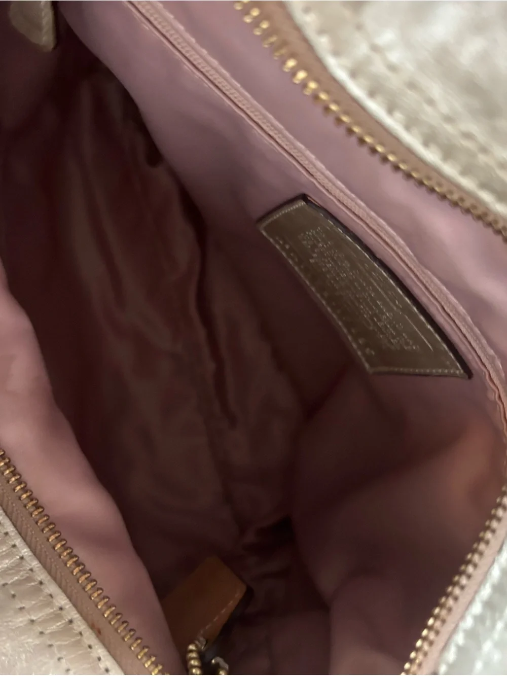 Coach Cream and Metallic Gold Signature Tote